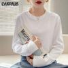 Women's Couple T-shirt Tops Loose Long Sleeve Bottoming Shirt Autumn Models White Cotton Body Shirts Cotton