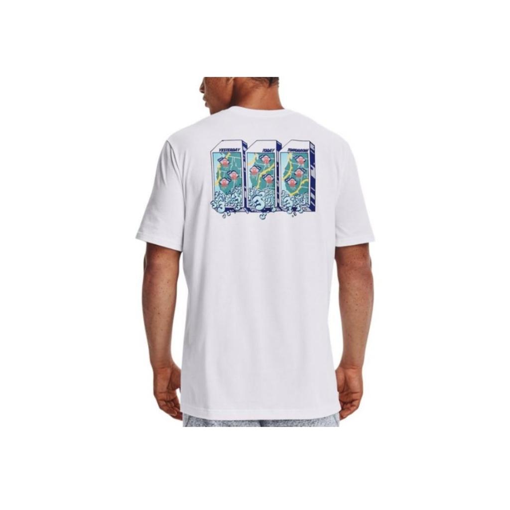 Under Armour Футболка баскетбольная спортивная с коротким рукавом и принтом букв, мужская, белая, 1372841-100