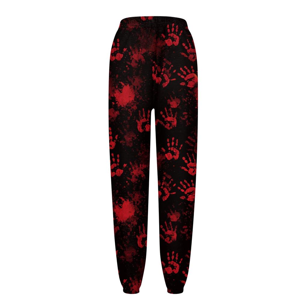 Женские повседневные модные спортивные штаны с принтом на Хэллоуин, повседневные брюки