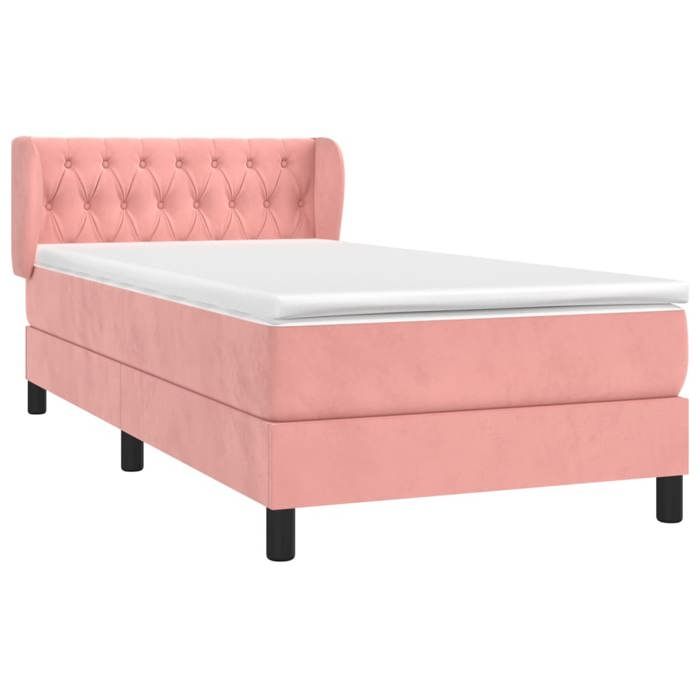 Maison Exclusive - Sommier à lattes de lit avec matelas Rose 90x200 cm Velours