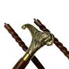 Brass Handle Wooden Lion Folding Compaq Leather Walking Stick Designer