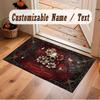 Skull Gothic Theme Crystal Velvet Floor Rug Personalized Custom Name Text Warm Carpet Home Decoration