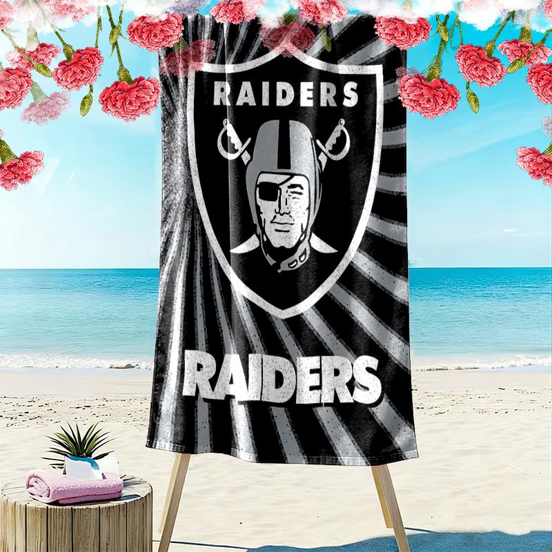 Oakland Raiders Print Beach Towel, Large Soft Quick Dry Towel for Beach Camping Swimming