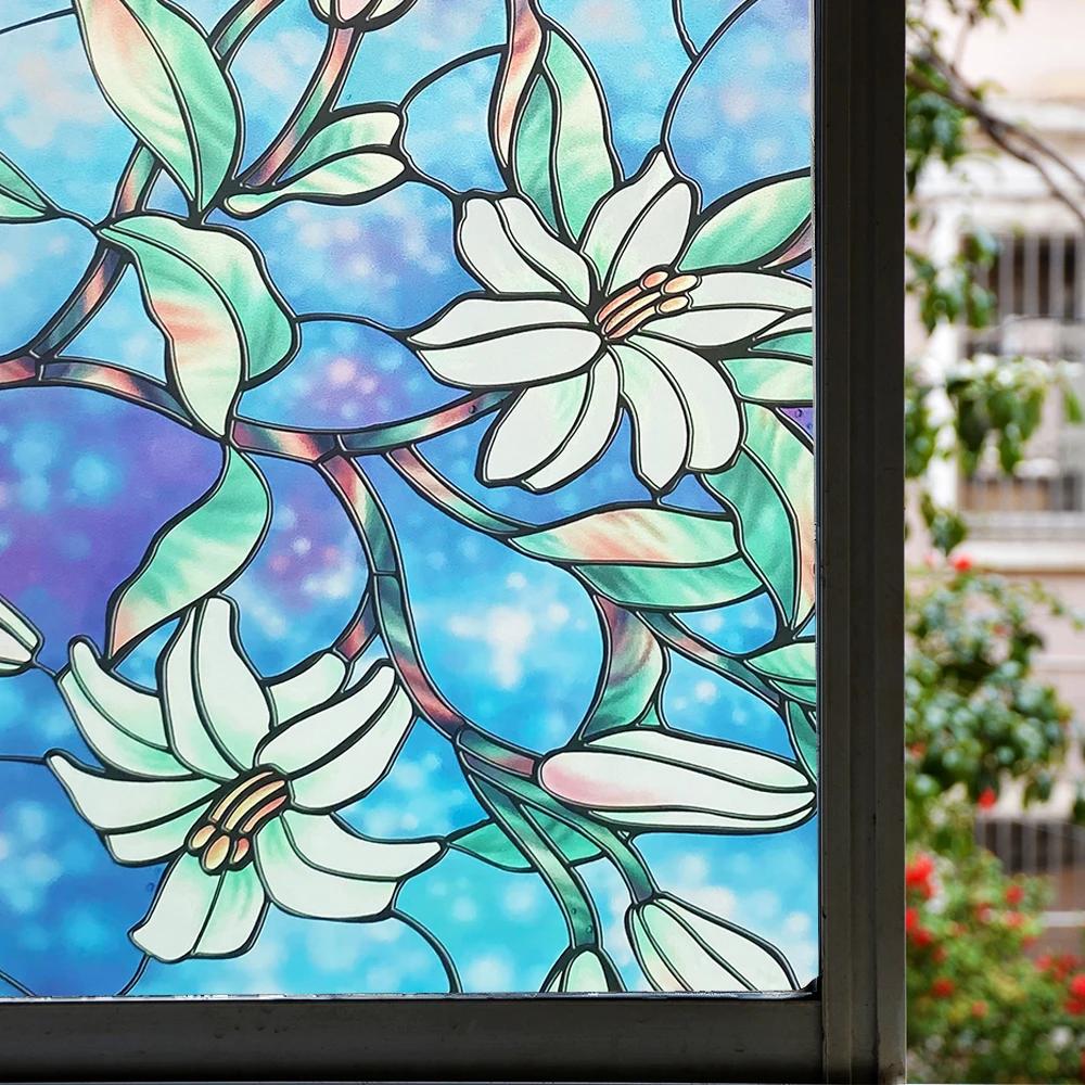 Оконная пленка, конфиденциальная витражная пленка, статическая липкая декоративная виниловая съемная оконная тонировка, УФ-блокирующие наклейки для домашнего офиса