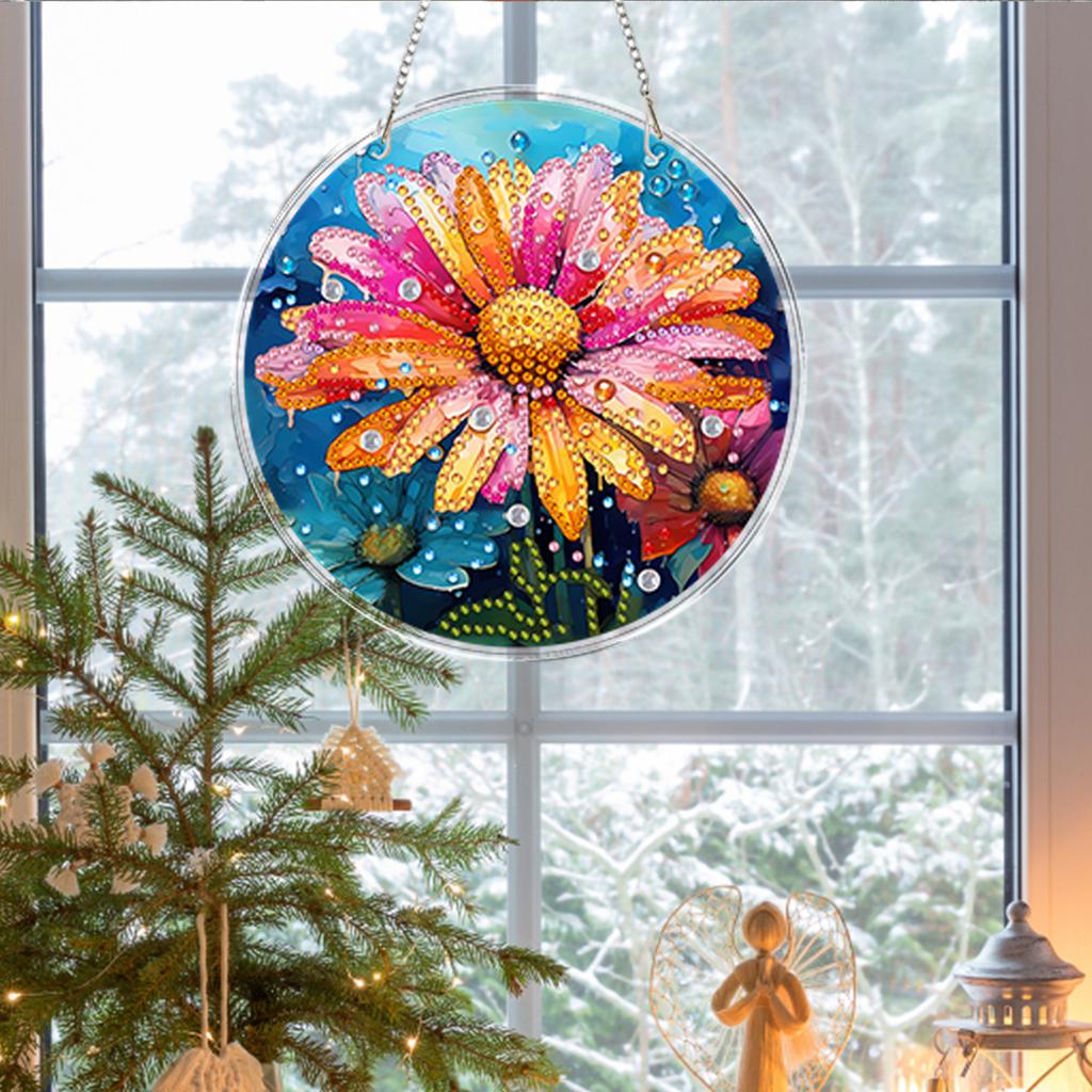 4pcs DIY 2D Flat Acrylic Diamond Painting Dots Pendant Special Shaped 5D Diamond Art Painting Window Pendants for Home Decor