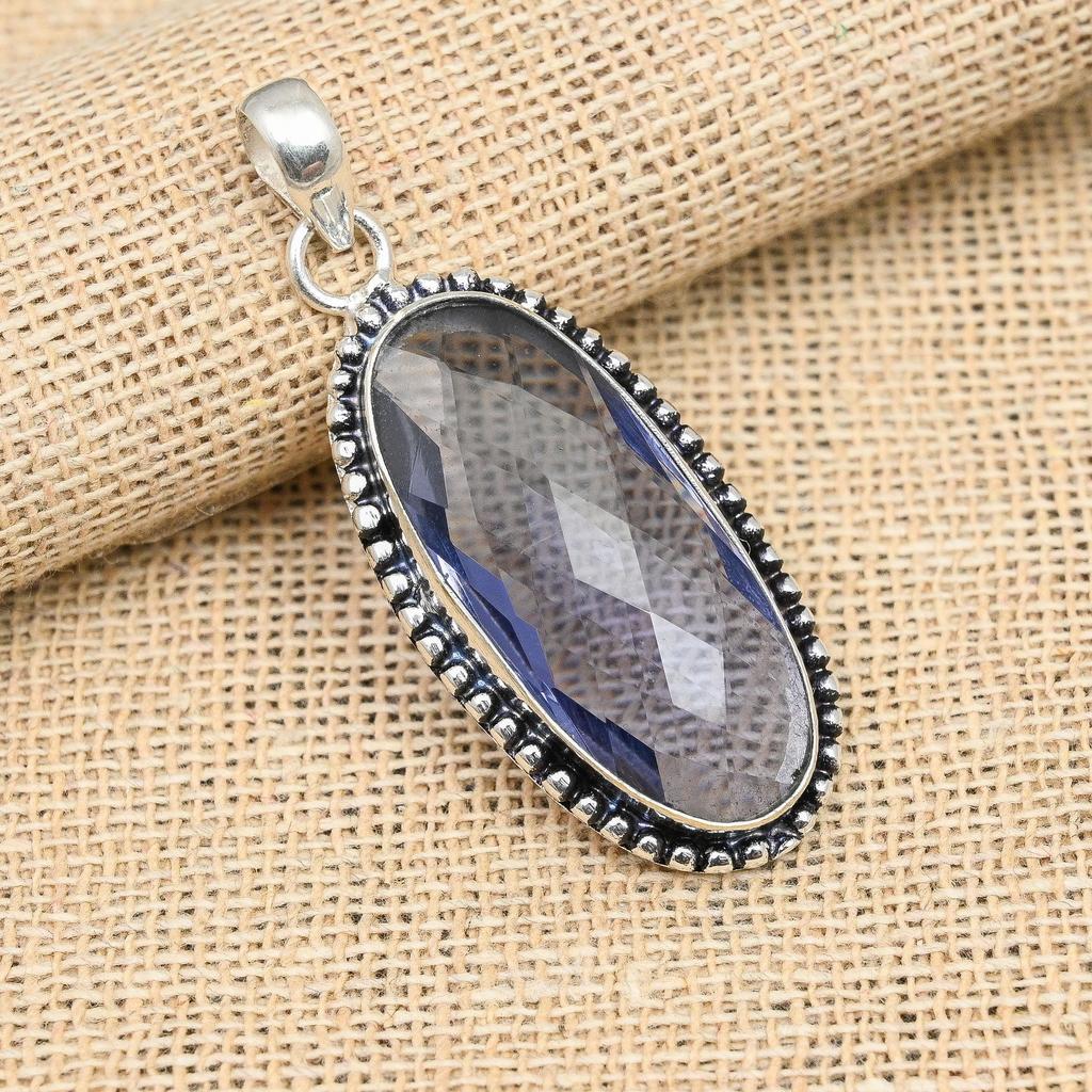 Amazing Iolite Gemstone Handmade Jewelry 925 Sterling Silver Pendant