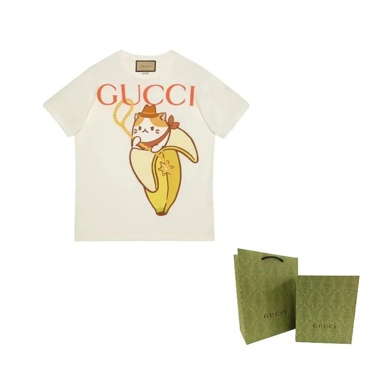 GUCCI Bananya Women's Printed T-shirt White (Unisex) T-Shirts 615044 XJD82 9095