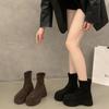 Популярные нескользящие короткие ботинки женские 2025 осень новые темпераментные французские модные ботинки на высоком каблуке и толстой подошве осенние тонкие ботинки