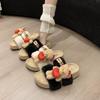 Fashion Winter Woman Slipper Luxury Slides Room Shoes Fur Flip Flops Designer Rubber Massage Plush Flat Shoes Woman 2025 Slippers Flat F