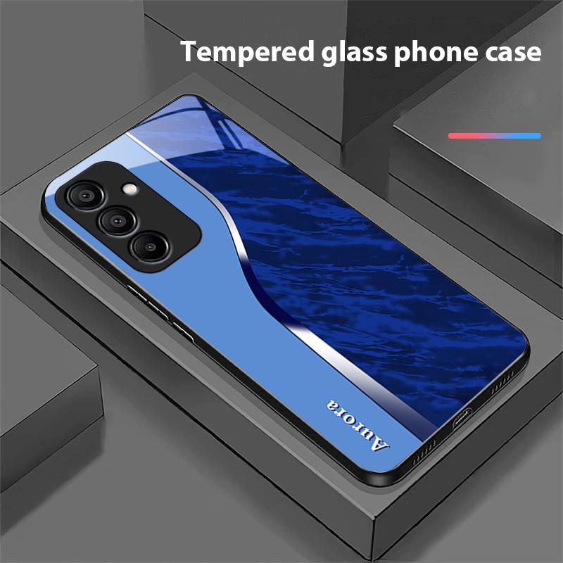 Фиолетовый с узором из воды Для Samsung Galaxy A15 5G 54 4G 51 50 24 35 90 71 12 51 53 52S 80 22 34 Черный Чехол для телефона из закаленного стекла