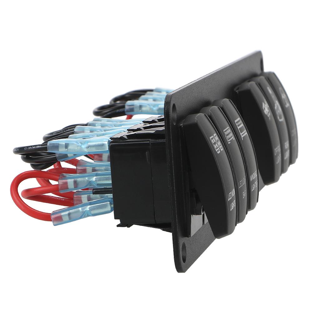 6-клавишный кулисный переключатель панели водонепроницаемый светодиодный дисплей включения-выключения для морского автомобиля на колесах