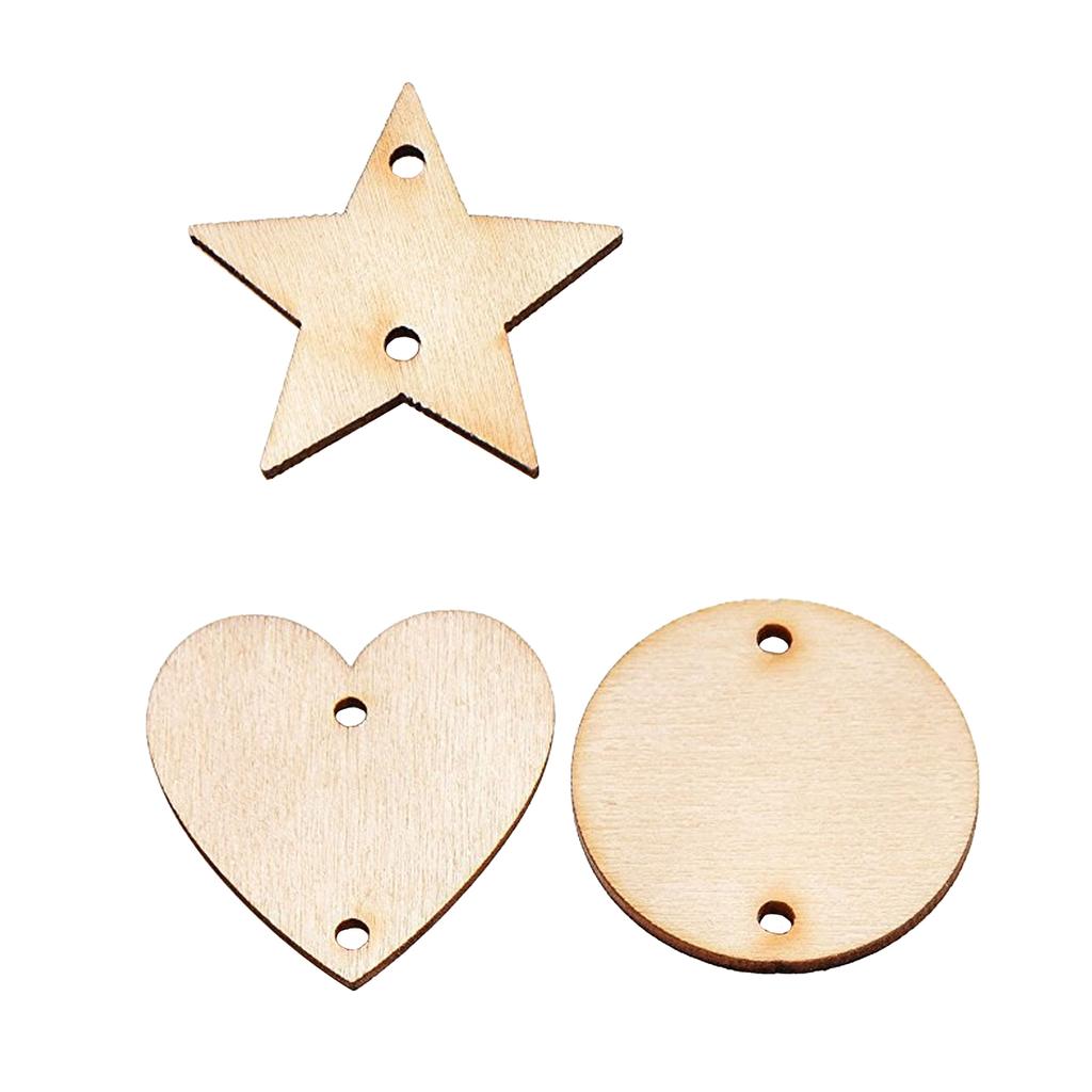 100 штук в упаковке, подвесные украшения из полированного дерева, подарочные подвески, пустое круглое сердце, вырез из натурального дерева, ручная работа для свадебной вечеринки