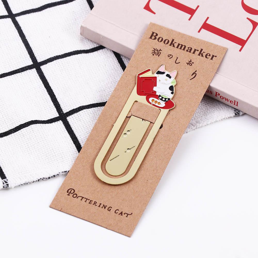 Supplies Paper Cilp Japanese Animals Reading Cat Bookmark Metal Bookmark Kittens Book Mark Bookmark