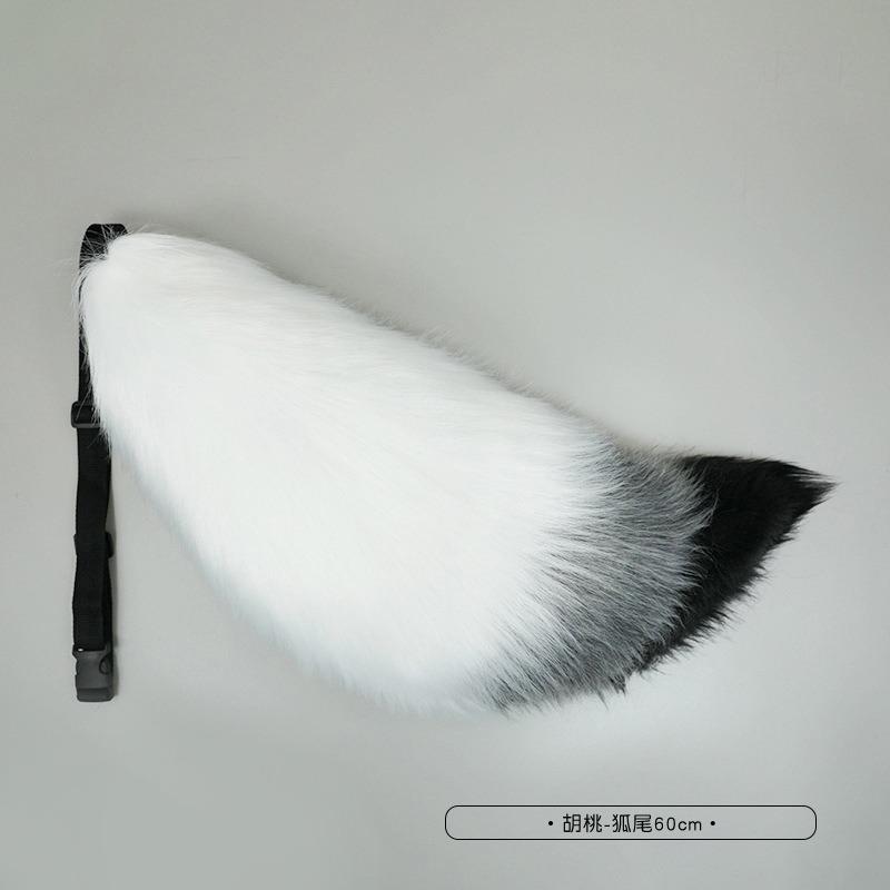 Лисьи ушки Ободок из грецкого ореха Ручной работы Плюшевый кос Реквизит Головной убор для комик-шоу Лисий хвост Хвост из грецкого ореха Набор