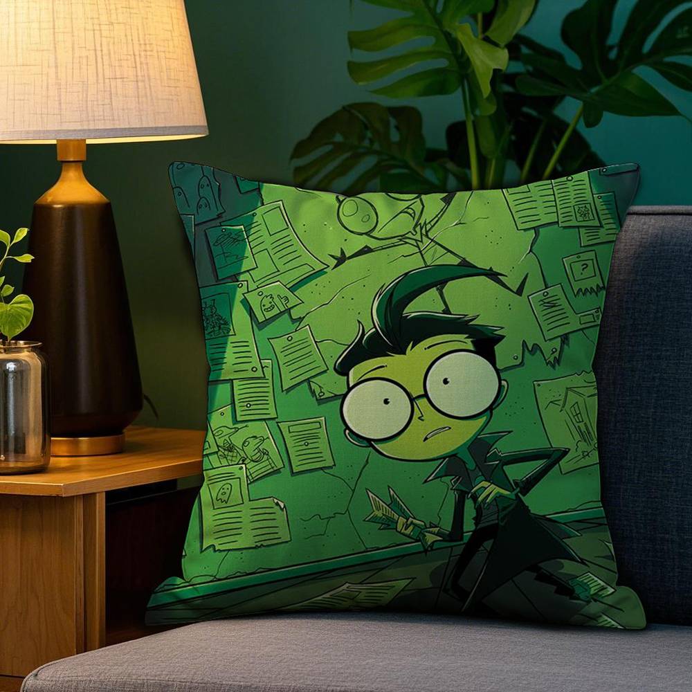 Мультяшная наволочка I-Invader Z-Zim Плюшевая ткань Мягкая Двусторонняя печать Наволочка для диванной подушки Наволочки для декоративных подушек