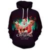 Mens Hooded Long Sleeve Pullover Sweatshirt With Digital Print Snowman Design Winter Holiday