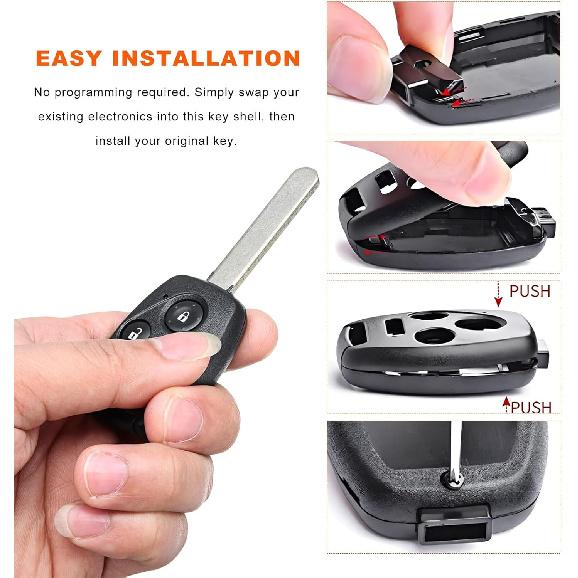 2 PCS Key Fob Case, No Cutting Required Key Shell Cases, Keyless Entry Remote Shell for Accord Civic EX Pilot CR-V