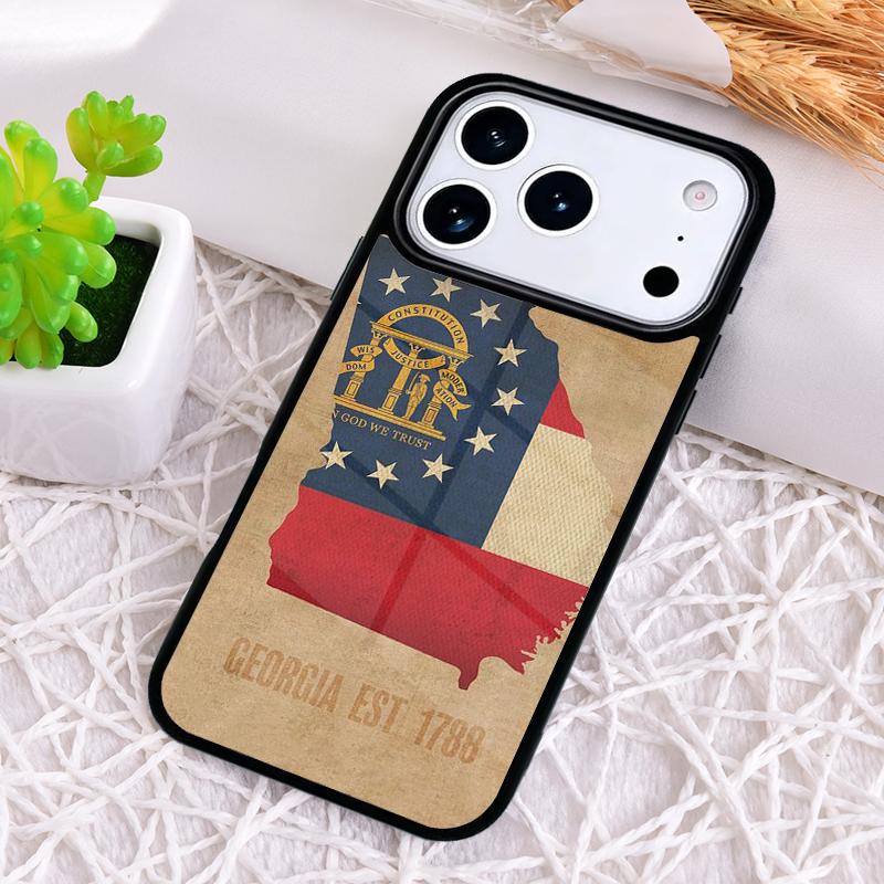 Чехол для телефона с флагом штата Джорджия для iPhone 17 Air 16 15 11 12 14 13 Pro Max Ударопрочный чехол