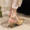 Women Sandals Pointed Toe Elegant Low-heel Shoes Summer Fashion Slingback Woman Mules Shoes Pumps Dress Shoes