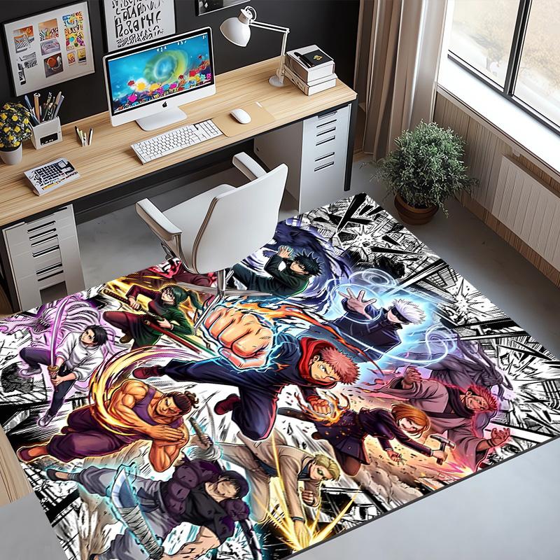Jujutsu Kaisen Pattern Rug, Indoor/Outdoor Mat, for Picnic, Gameroom, Bedroom, Office, Living Room, Home Decor Carpet, Birthday Gift