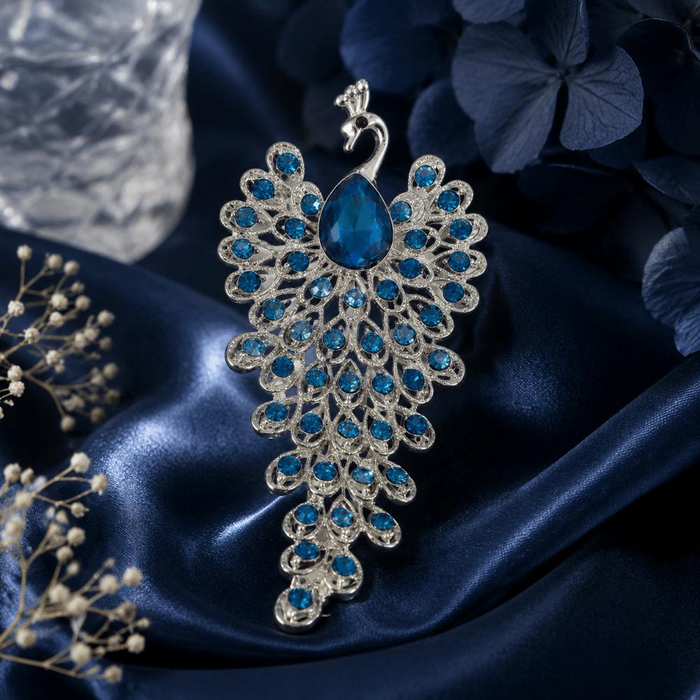 Exquisite Phoenix Brooch Clip Crystal Chest Flower Pin Vintage Peacock Badge Pin For Suits