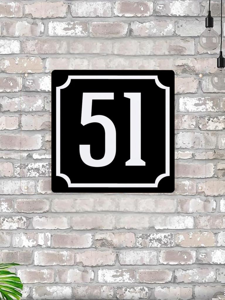 House Number X Classic Black Metal Sign 20x20cm, Modern Door Wall Decor