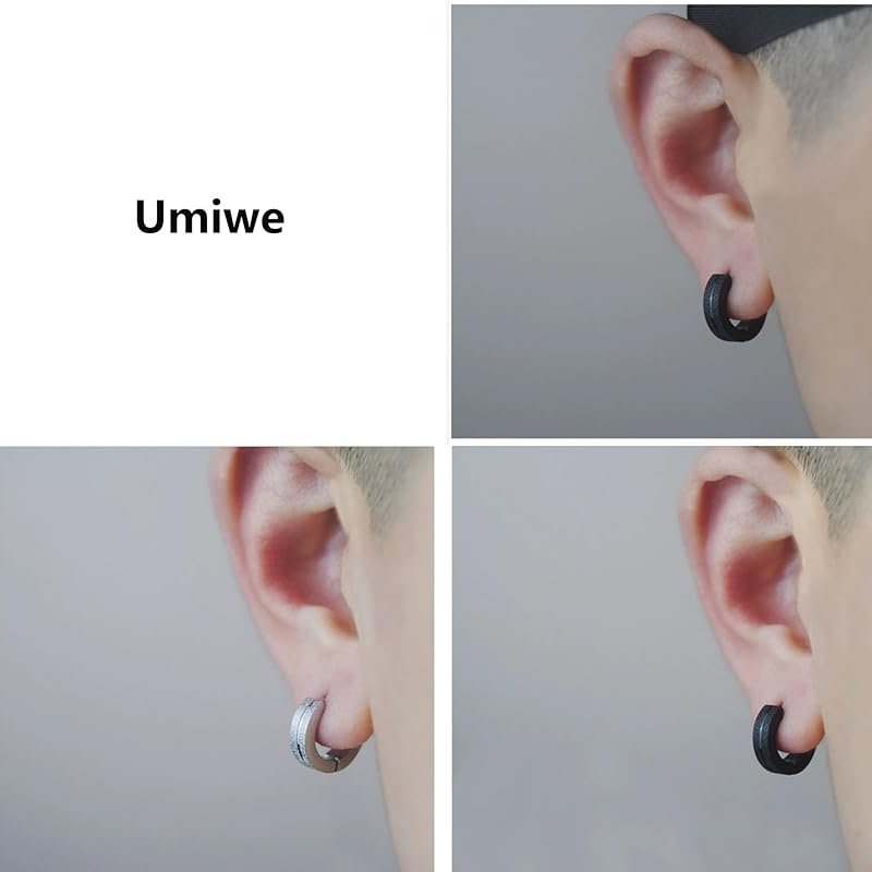 Umiwe hoop earrings men's ladies set of 4 surgical stainless steel Allergy free for both ears Popularity cool simple ring earrings earrings