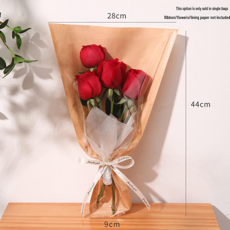 Valentine's Day Transparent Waterproof Flower Bag for Single Bouquet