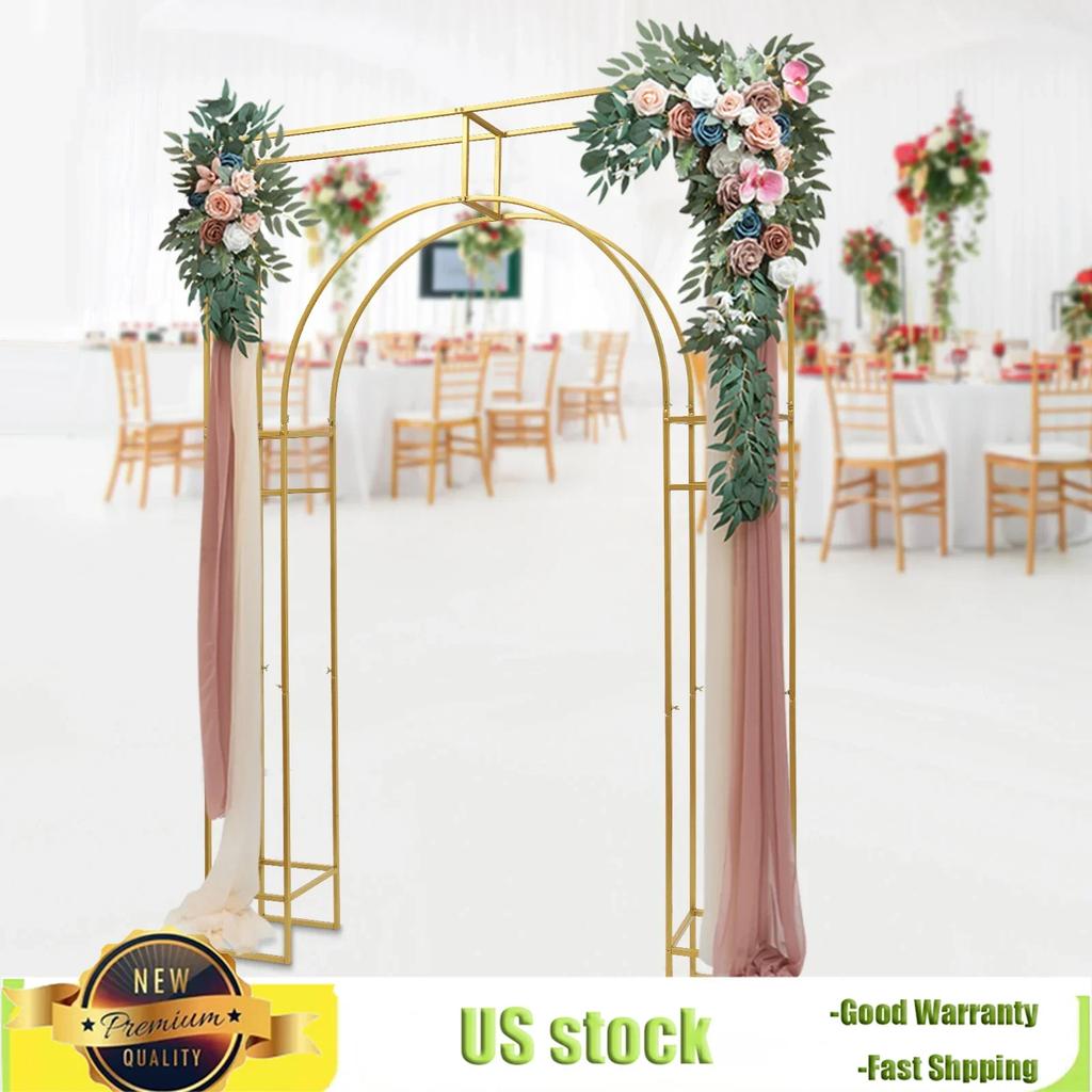 Metal Balloon Arch Bracket, 7.9ft Photography Background Prop, Double-frame Party DIY Decor Rack,Garden Plant Art Climbing Frame