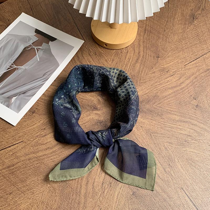Шелковый шарф на шею маленький квадратный шарф с высоким чувством лета новый тонкий рубашечный маленький шарф шарф шаль головной платок повязка на голову