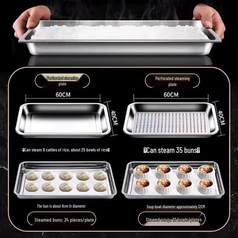 NHZHIW 430 Stainless Steel Perforated Steaming Tray