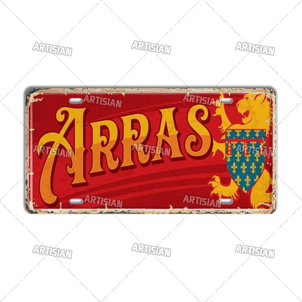 Artisian France Province Ctiy Metal Sign Landmark License Plate Travel Car Plate Decorative Tin Plaque Wall Decor Garage Bar Pub