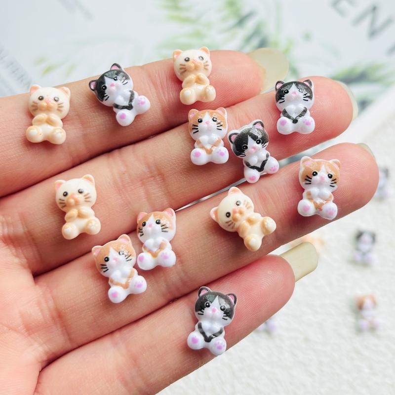 55 Pcs New Cute Mini Resin Mixed Color Kitten Flatback Ornament Jewelry Making Manicure Hairwear Accessories A45
