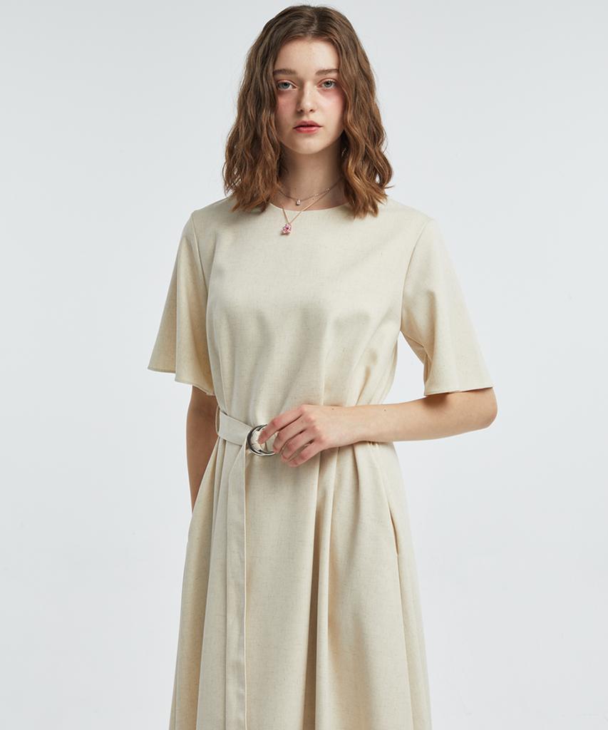 Manavis Seven Linen Belted Dress [Natural]