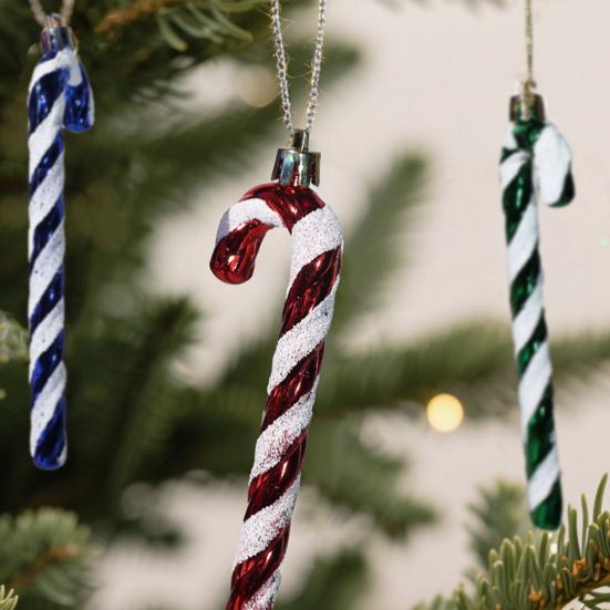 6 Pcs Candy Cane Christmas Ornament Plastic Twisted Candy Cane Christmas Tree Hanging Decoration for Xmas Tree Holiday Party Supplies
