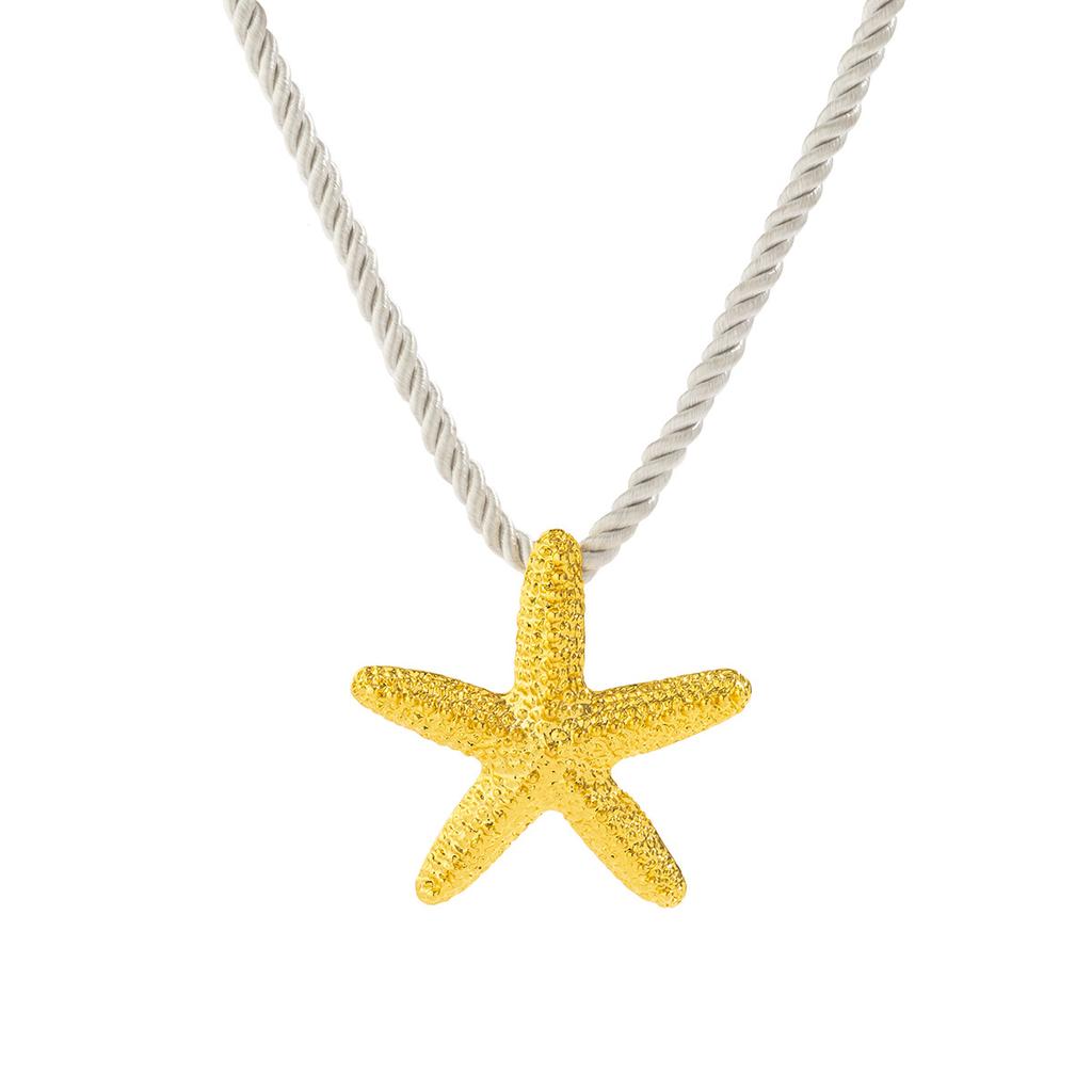 Exaggerated Big Starfish Pendant Necklace for Women Punk White Thick Rope Chain Choker Necklace Party Zircon