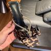 Women's Shoes 2025 Elegant Leopard Print High-Heel Slippers with Shiny Detailing Perfect for Fashion-Forward Plus Size Sandals