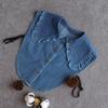 Fashion Denim Fake Collar Shirt Women Ruffle False Collars For Woman Detachable Lapel Half Shirt Tie Ladies False Blouse Collar