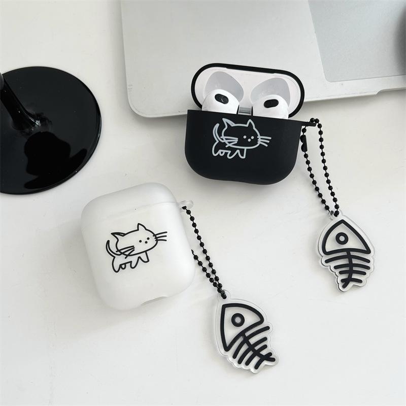 Матовый линейный кот подходит для airpods1 защитный чехол Apple 1/1-го поколения Bluetooth беспроводной чехол для наушников противоударный мягкий чехол