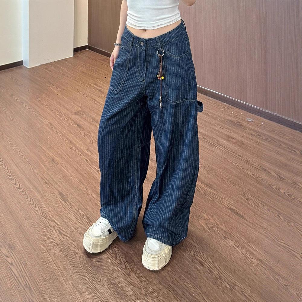 Женские джинсы-карго JYL Американский пэчворк Многокарманные Нишевые Bootcut Широкие Джинсовые