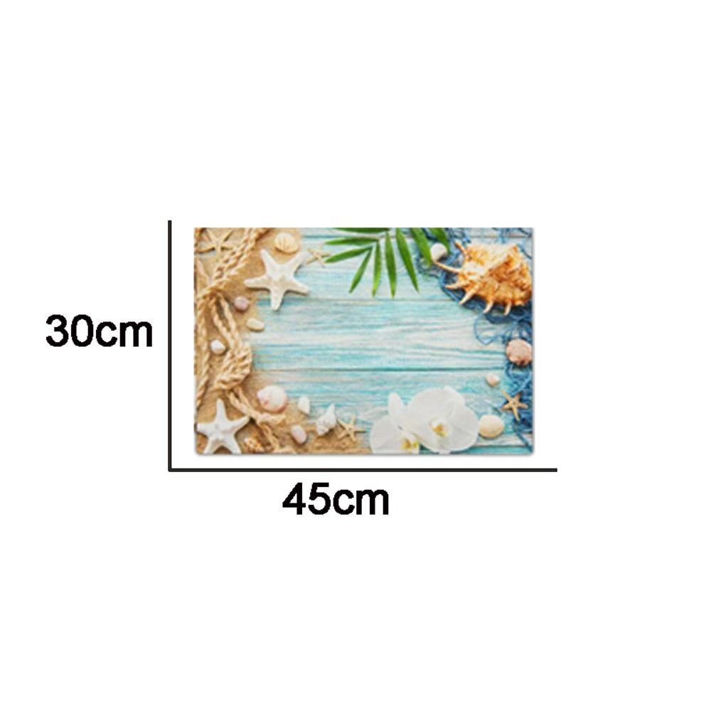 Seashells Linen Placemat Anti Slip Tableware Pad Summer Beach Placemat Table Decoration
