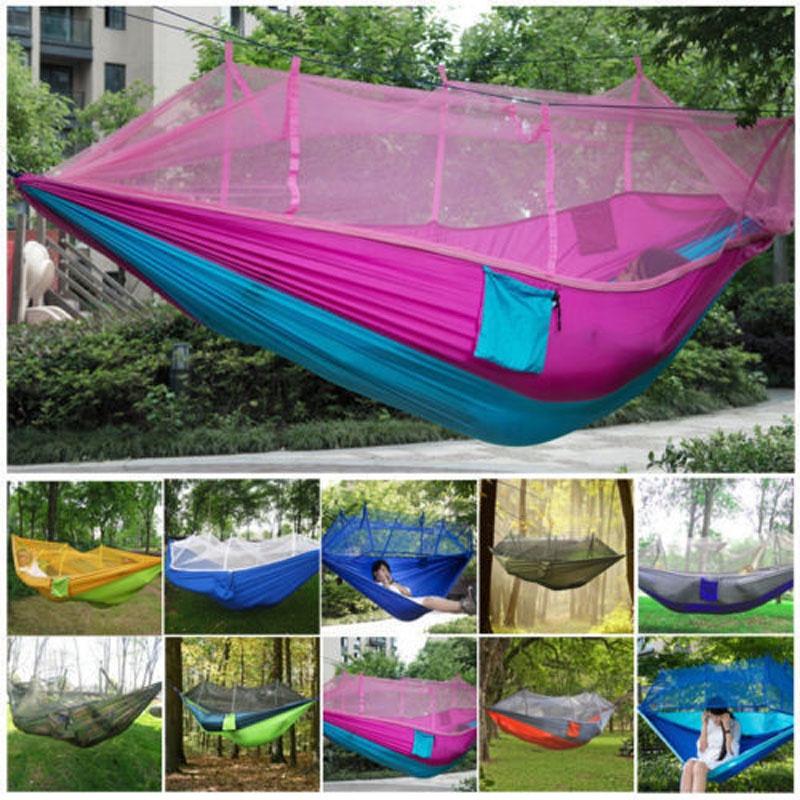 Spacious Double Person Hanging Hammock Bed With Anti-mosquito Net For Camping