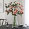 Real Touch Simulation Rose Flower Branches 6 Head Fake Flower Outdoor Garden Decor