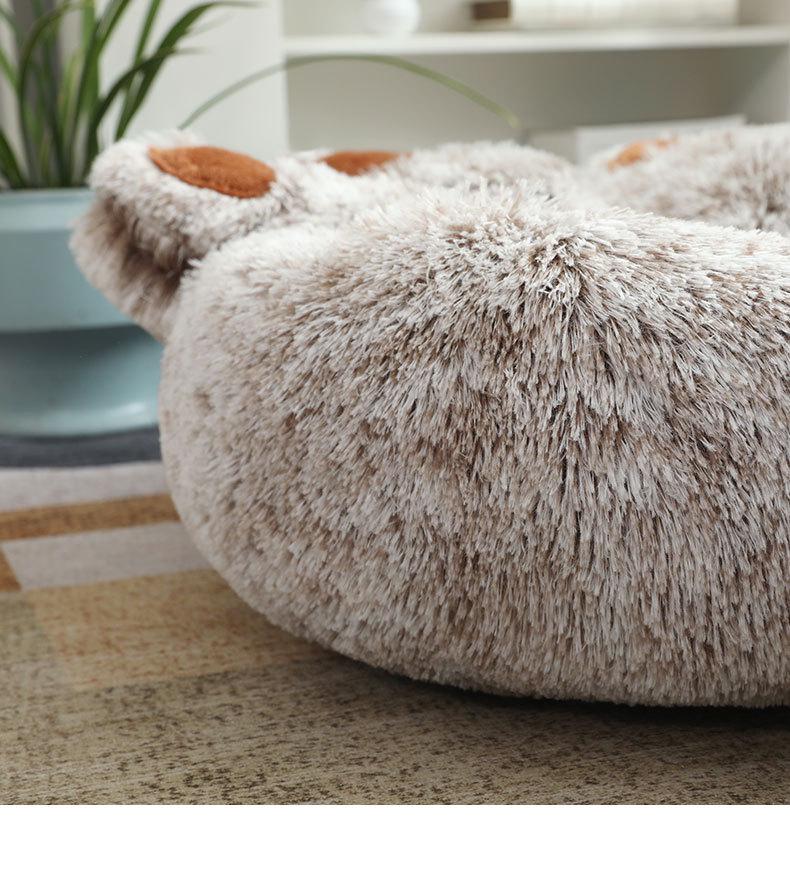 Warm Cartoon Bear Paw Plush Pet Bed for Cats and Dogs