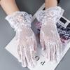 Сетчатые кружевные перчатки с бантом, короткие, на всю руку, для вождения, свадебные, сетчатые перчатки, кружевные перчатки, тюлевые варежки