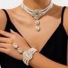 Multilayer Elegant Imitation Zircon Chain Necklace Bracelet for Women Creative Water Drop Rhinestone Zircon Set Wed Accessories