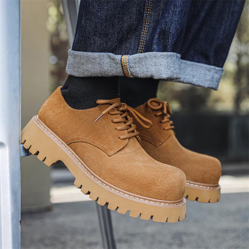 2024 весна-лето новые повседневные кожаные туфли с толстой подошвой из антибархатной кожи Mickey Derby с большой головой из кожи для мужчин 24288-J