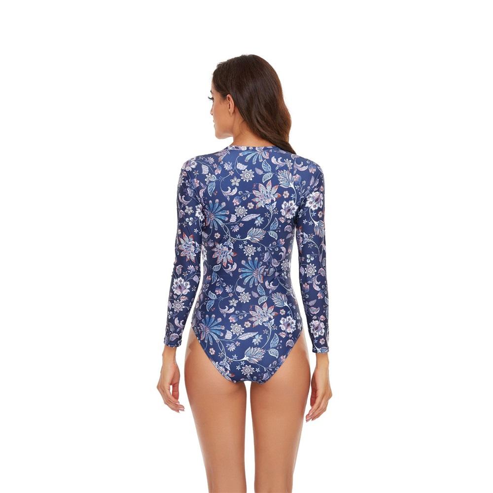 Европа и Соединенные Штаты цельный купальник женский с длинными рукавами спортивный однотонный купальник с расщеплением женская одежда для серфинга