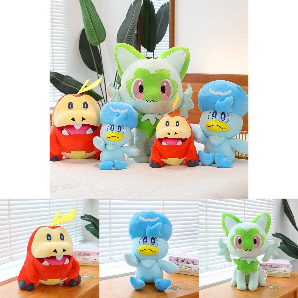 Очаровательная коллекция плюшевых игрушек Покемон с персонажами Кот Нового Листа и Утка