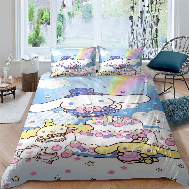Cinnamoroll patterned soft and comfortable duvet cover, children's bedding set, available in king, large, single and double size